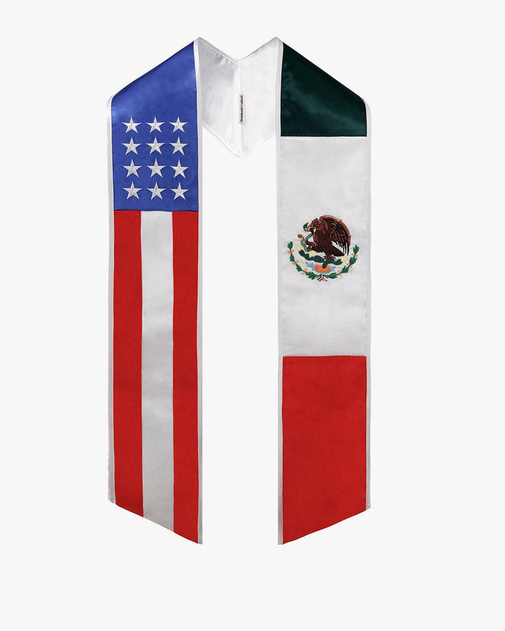 7 Mixed Flag Graduation Stoles Embroidery Sashes for Study Aboard Students - Graduation Seller