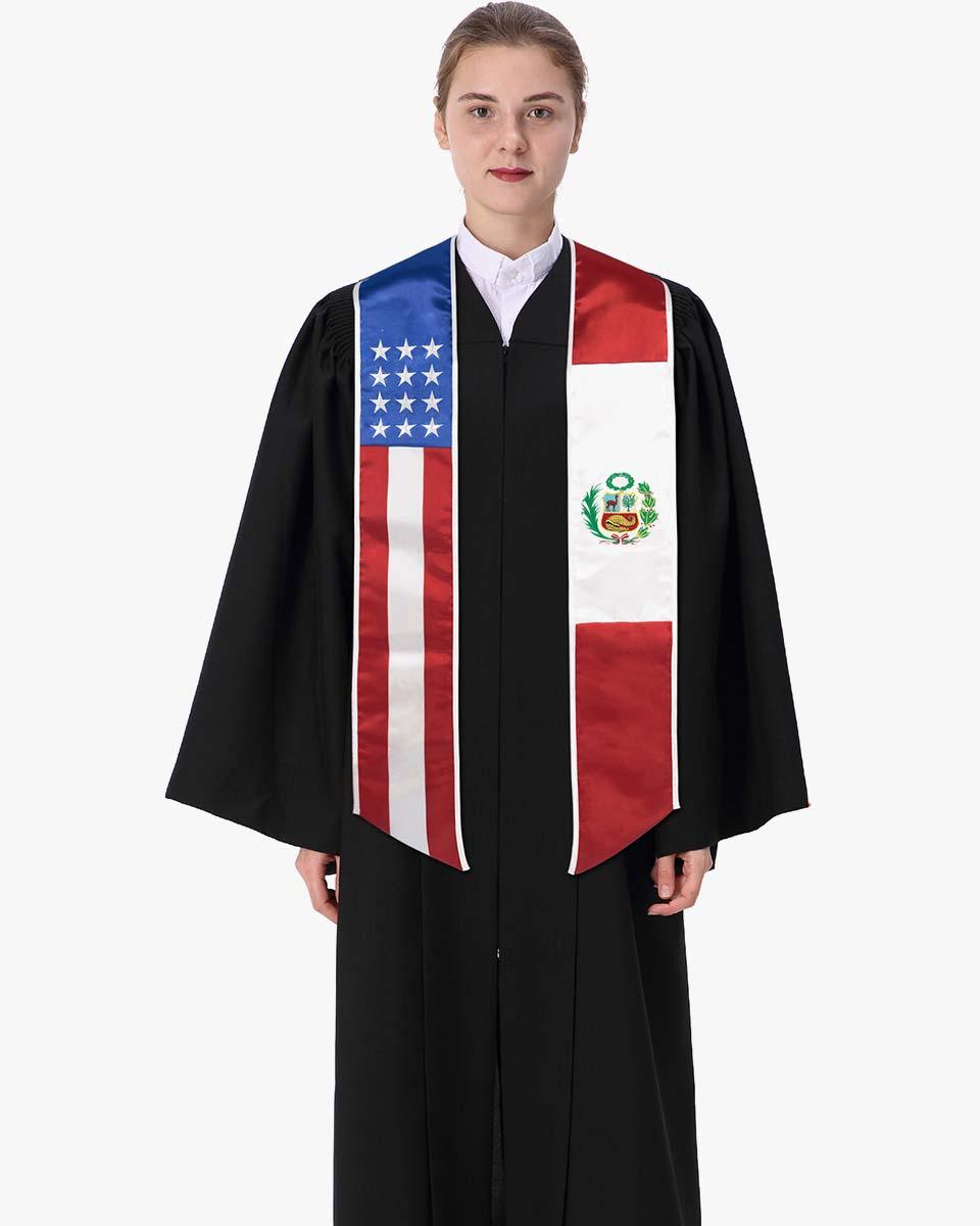 7 Mixed Flag Graduation Stoles Embroidery Sashes for Study Aboard Students - Graduation Seller