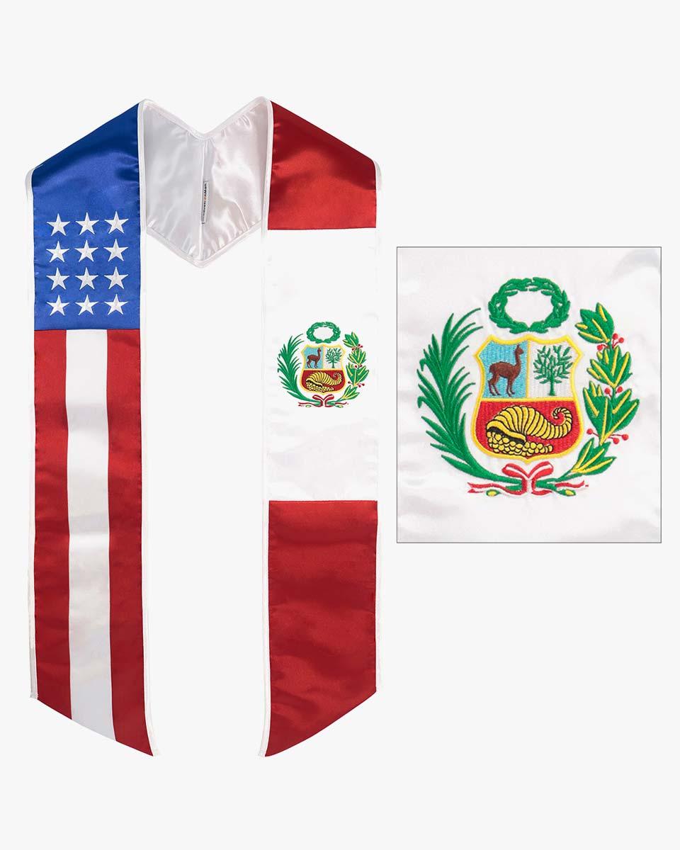 7 Mixed Flag Graduation Stoles Embroidery Sashes for Study Aboard Students - Graduation Seller