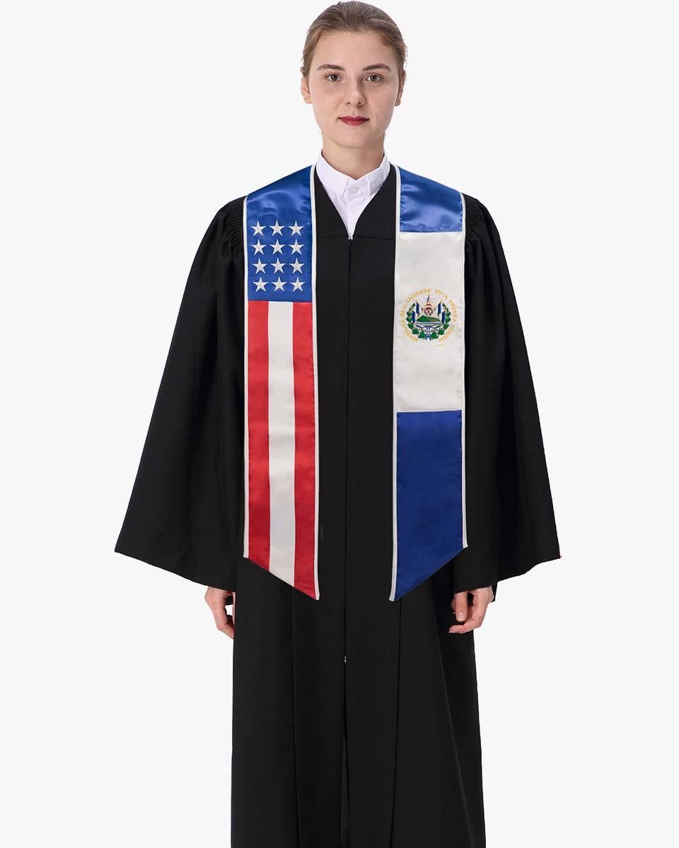 7 Mixed Flag Graduation Stoles Embroidery Sashes for Study Aboard Students - Graduation Seller