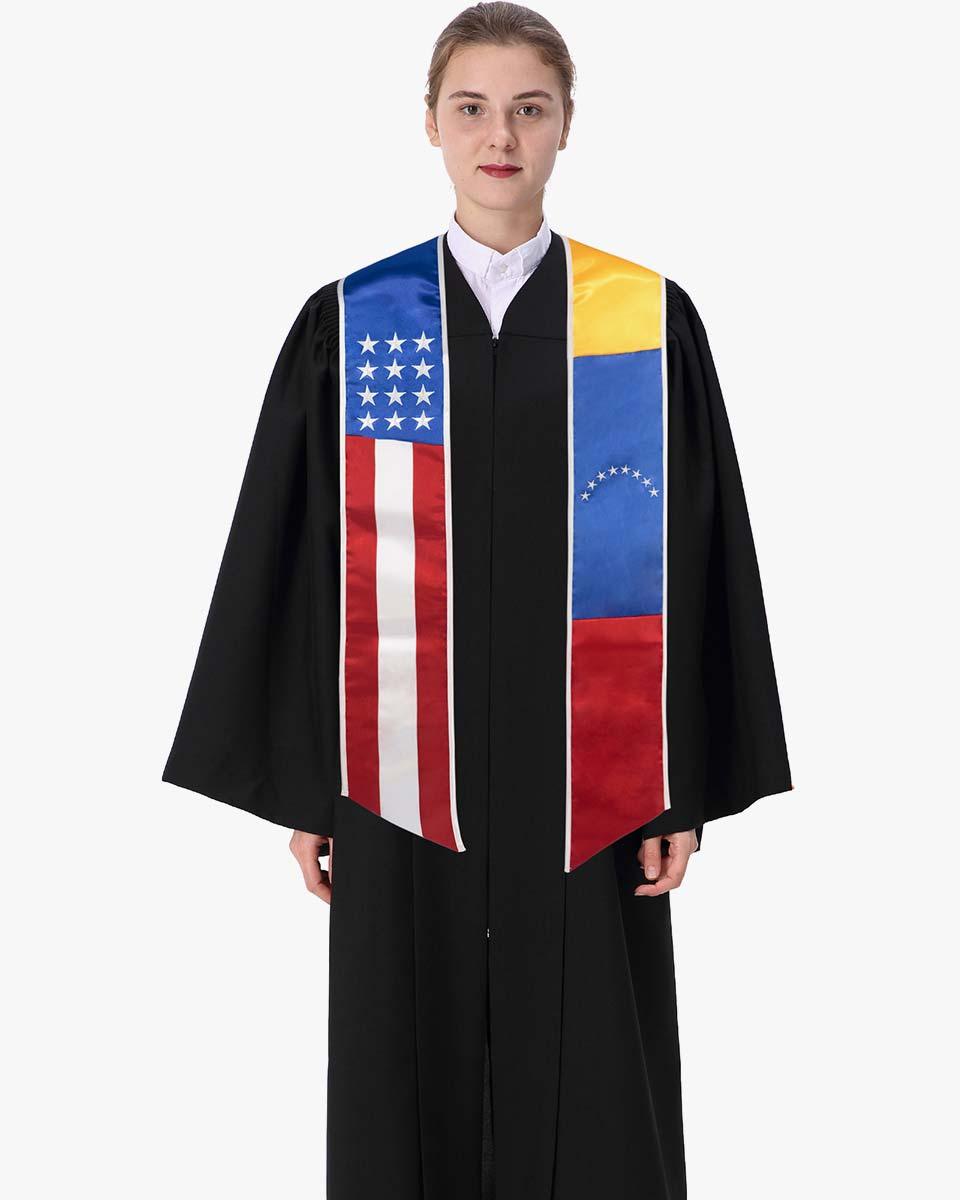 7 Mixed Flag Graduation Stoles Embroidery Sashes for Study Aboard Students - Graduation Seller