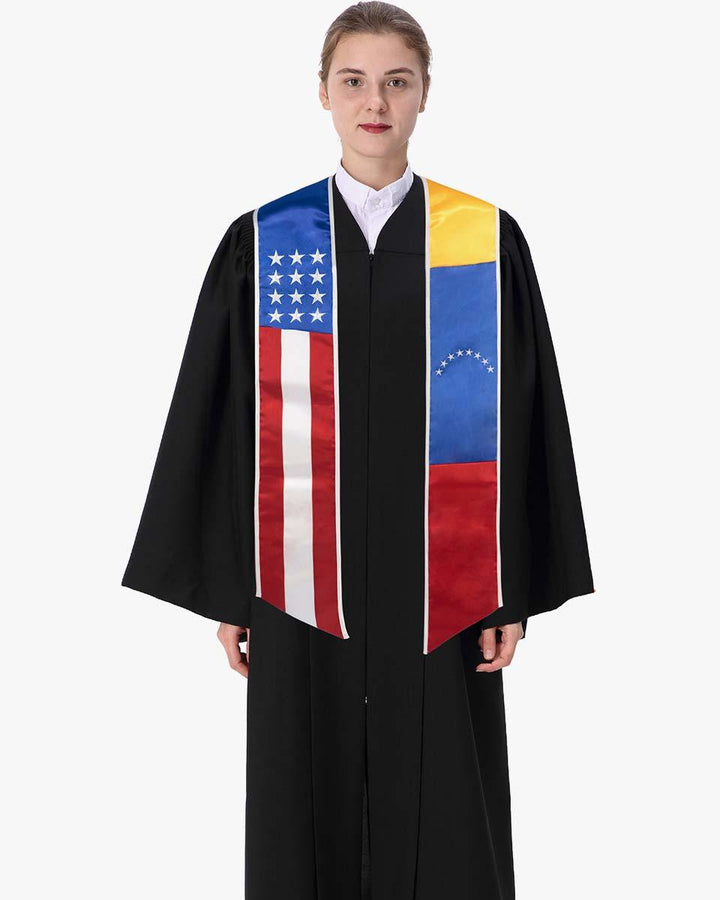 7 Mixed Flag Graduation Stoles Embroidery Sashes for Study Aboard Students - Graduation Seller