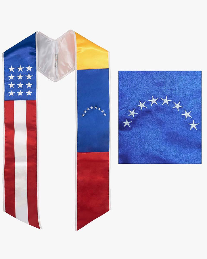 7 Mixed Flag Graduation Stoles Embroidery Sashes for Study Aboard Students - Graduation Seller