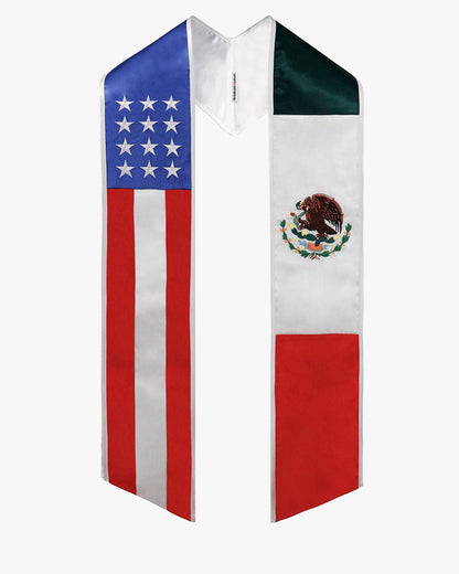 7 Mixed Flag Graduation Stoles Embroidery Sashes for Study Aboard Students - Graduation Seller