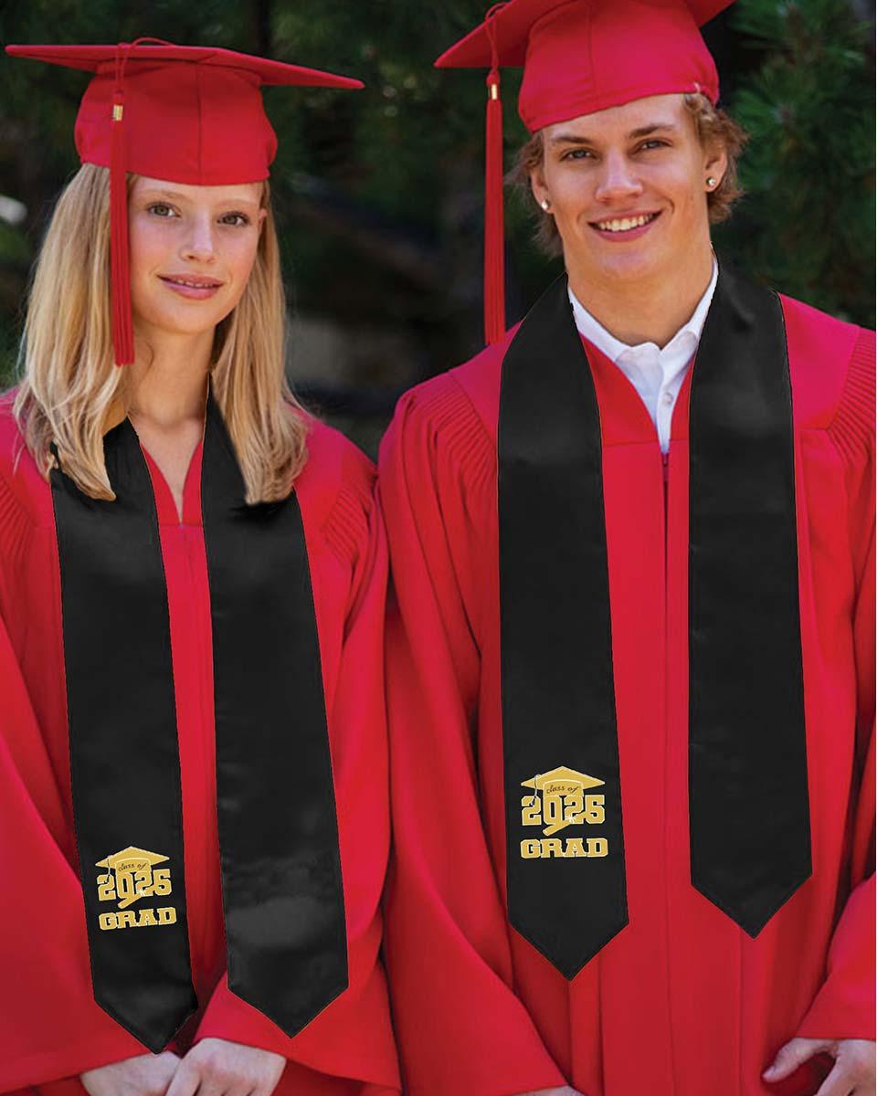 Class of 2025 Adults Imprinted Graduation Stoles with Classic End - 2 Colors Available - Graduation Seller