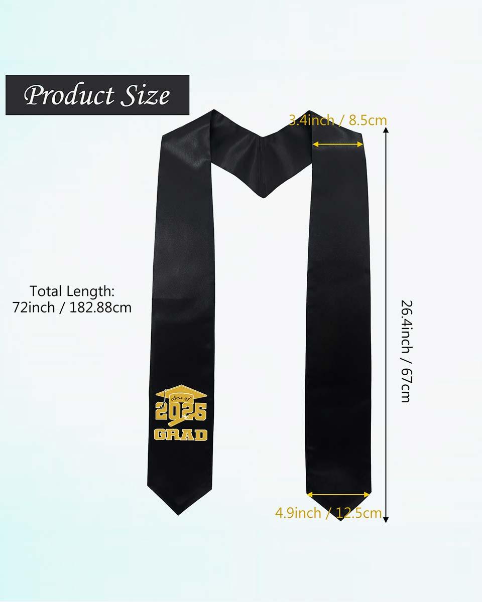 Class of 2025 Adults Imprinted Graduation Stoles with Classic End - 2 Colors Available - Graduation Seller