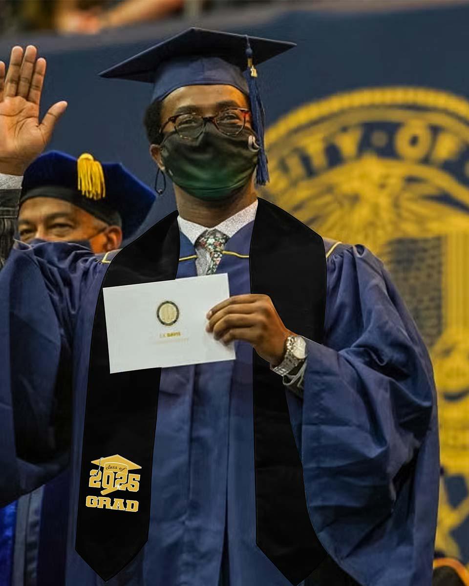 Class of 2025 Adults Imprinted Graduation Stoles with Classic End - 2 Colors Available - Graduation Seller