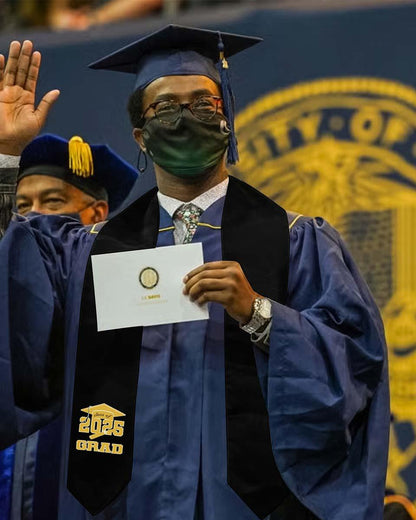 Class of 2025 Adults Imprinted Graduation Stoles with Classic End - 2 Colors Available - Graduation Seller