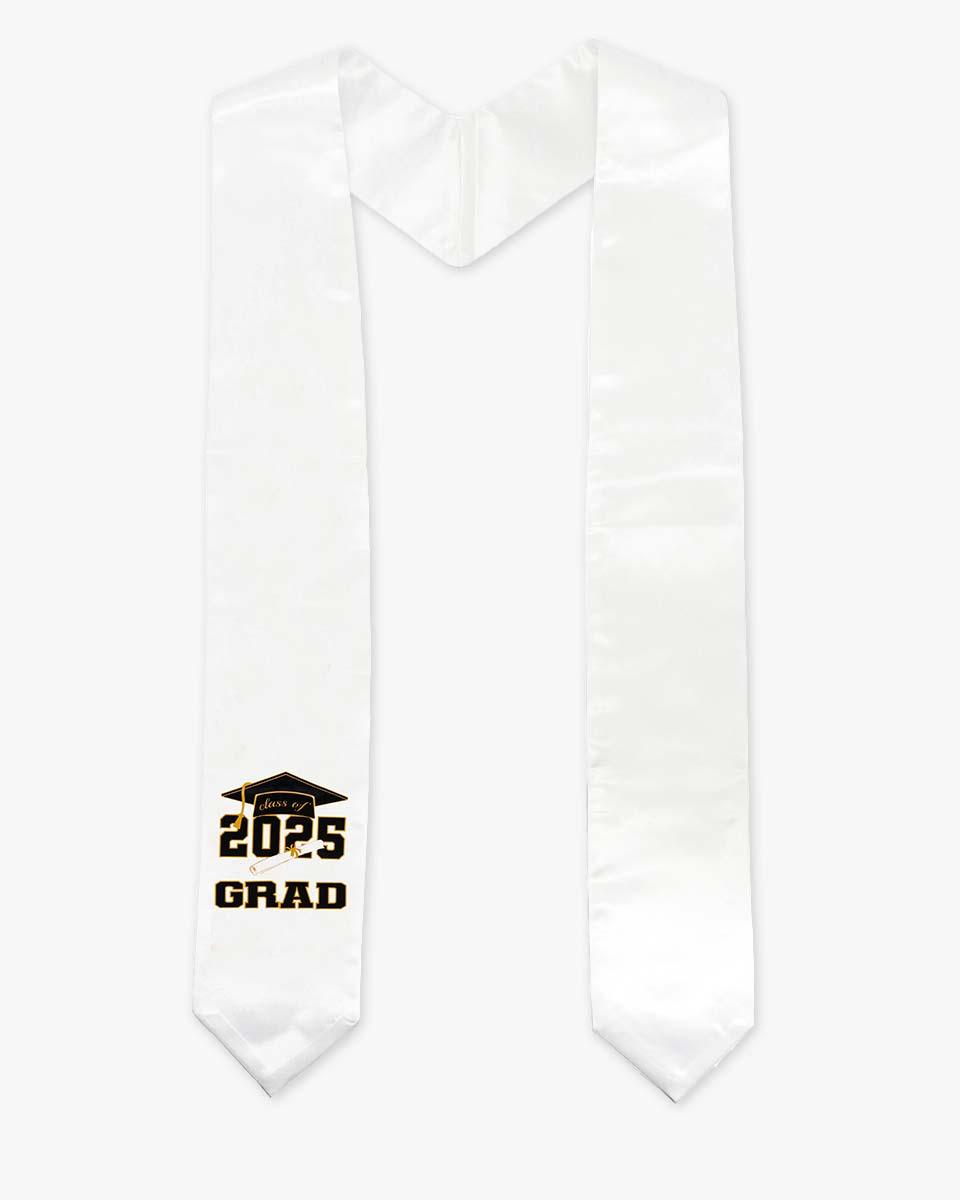 Class of 2025 Adults Imprinted Graduation Stoles with Classic End - 2 Colors Available - Graduation Seller