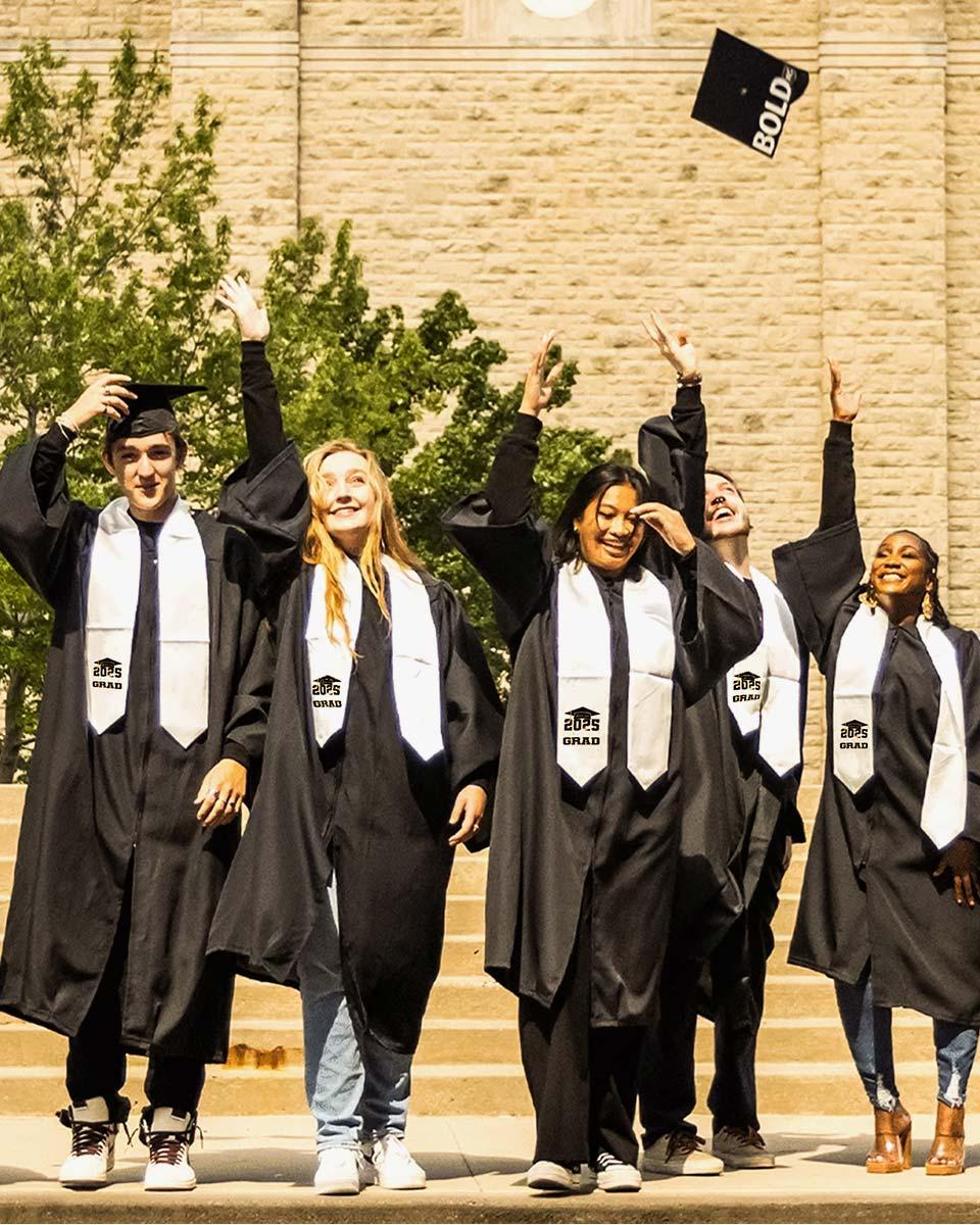 Class of 2025 Adults Imprinted Graduation Stoles with Classic End - 2 Colors Available - Graduation Seller