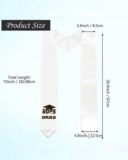 Class of 2025 Adults Imprinted Graduation Stoles with Classic End - 2 Colors Available - Graduation Seller