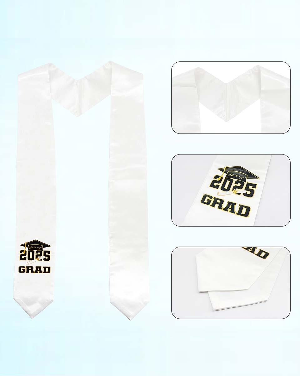 Class of 2025 Adults Imprinted Graduation Stoles with Classic End - 2 Colors Available - Graduation Seller