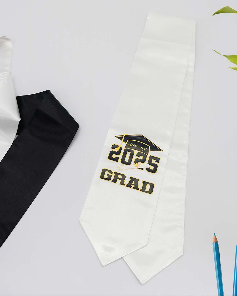 Class of 2025 Adults Imprinted Graduation Stoles with Classic End - 2 Colors Available - Graduation Seller