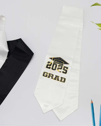 Class of 2025 Adults Imprinted Graduation Stoles with Classic End - 2 Colors Available - Graduation Seller