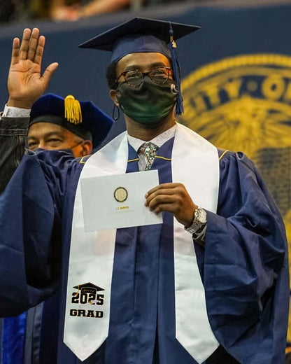 Class of 2025 Adults Imprinted Graduation Stoles with Classic End - 2 Colors Available - Graduation Seller