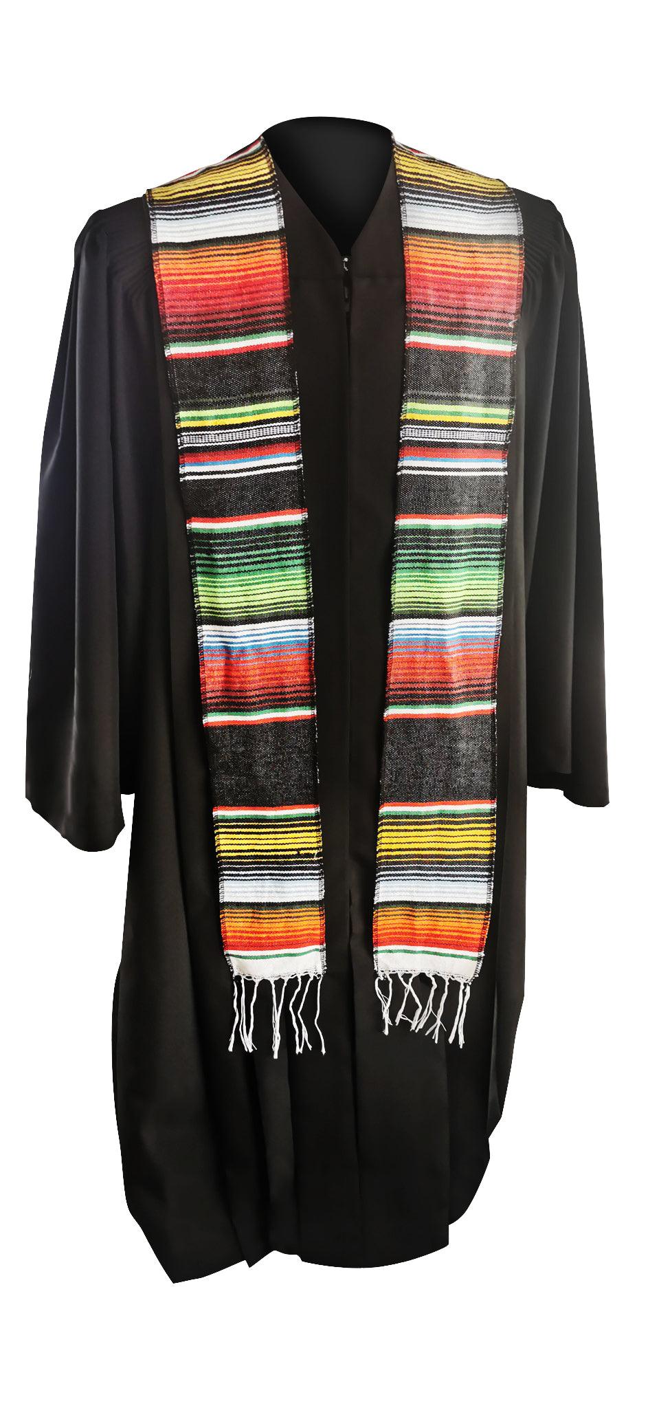 Black Mexican Serape Graduation Stole/Sash - Graduation Seller