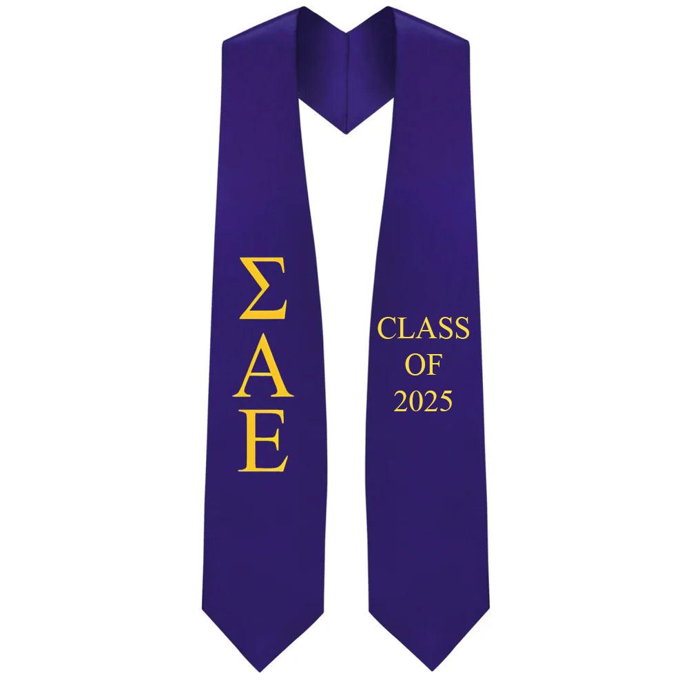 Sigma Alpha Epsilon Lettered Stole W/ Year - Graduation Seller