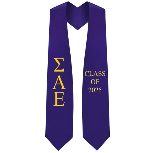 Sigma Alpha Epsilon Lettered Stole W/ Year - Graduation Seller