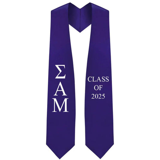 Sigma Alpha Mu Lettered Stole W/ Year - Graduation Seller