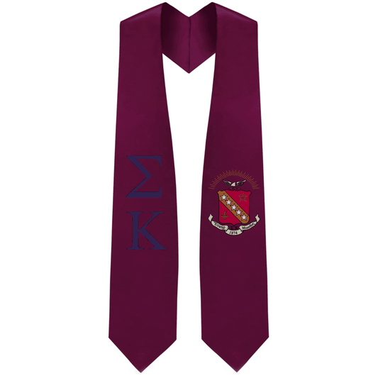 Sigma Kappa Greek Lettered Graduation Stole W/ Crest - Graduation Seller