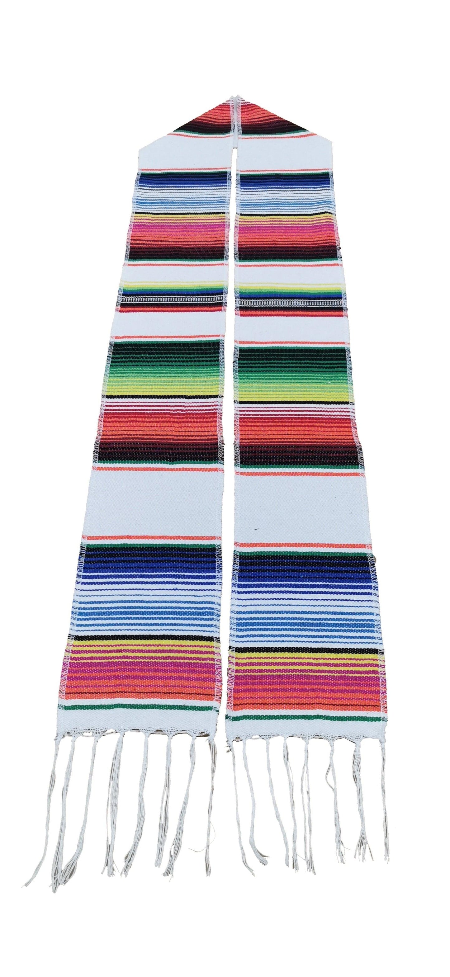 White Mexican Serape Graduation Stole/Sash - Graduation Seller