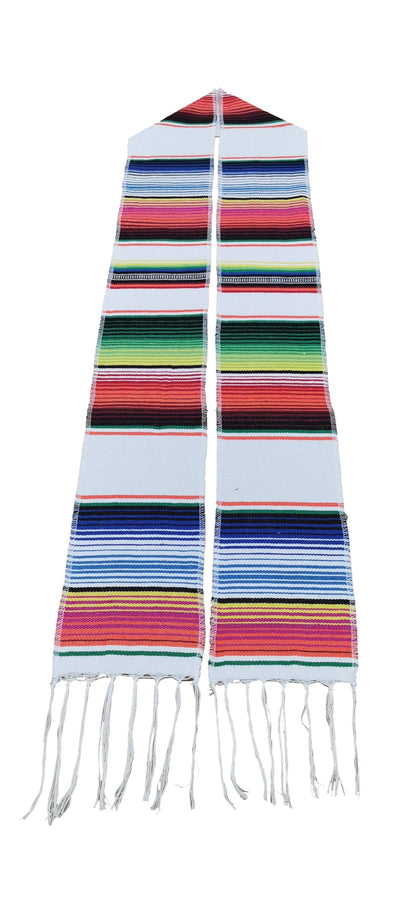White Mexican Serape Graduation Stole/Sash - Graduation Seller