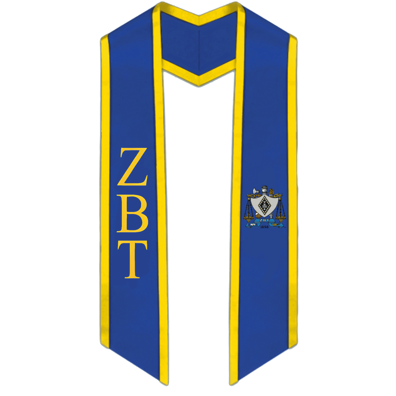 Zeta Beta Tau Trimmed Greek Lettered Graduation Stole w/ Crest - Graduation Seller