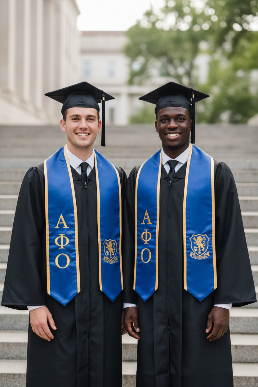Alpha Phi Omega Trimmed Stole with Crest