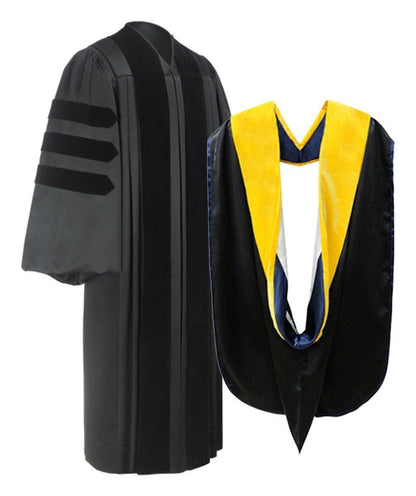 Deluxe Doctoral Academic Gown & Hood Package - Graduation Seller