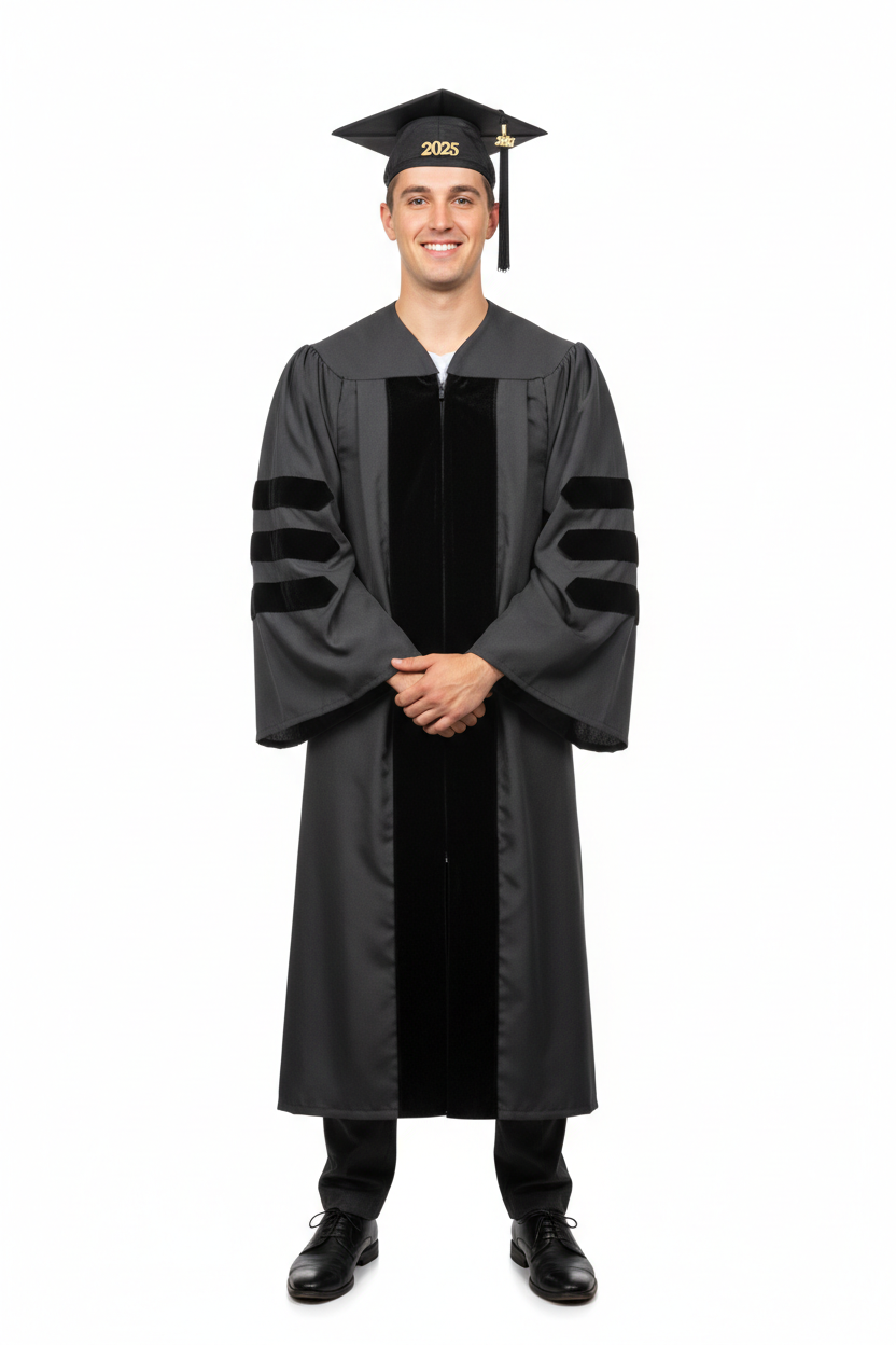 Classic Doctoral Cap & Gown 模特展示图