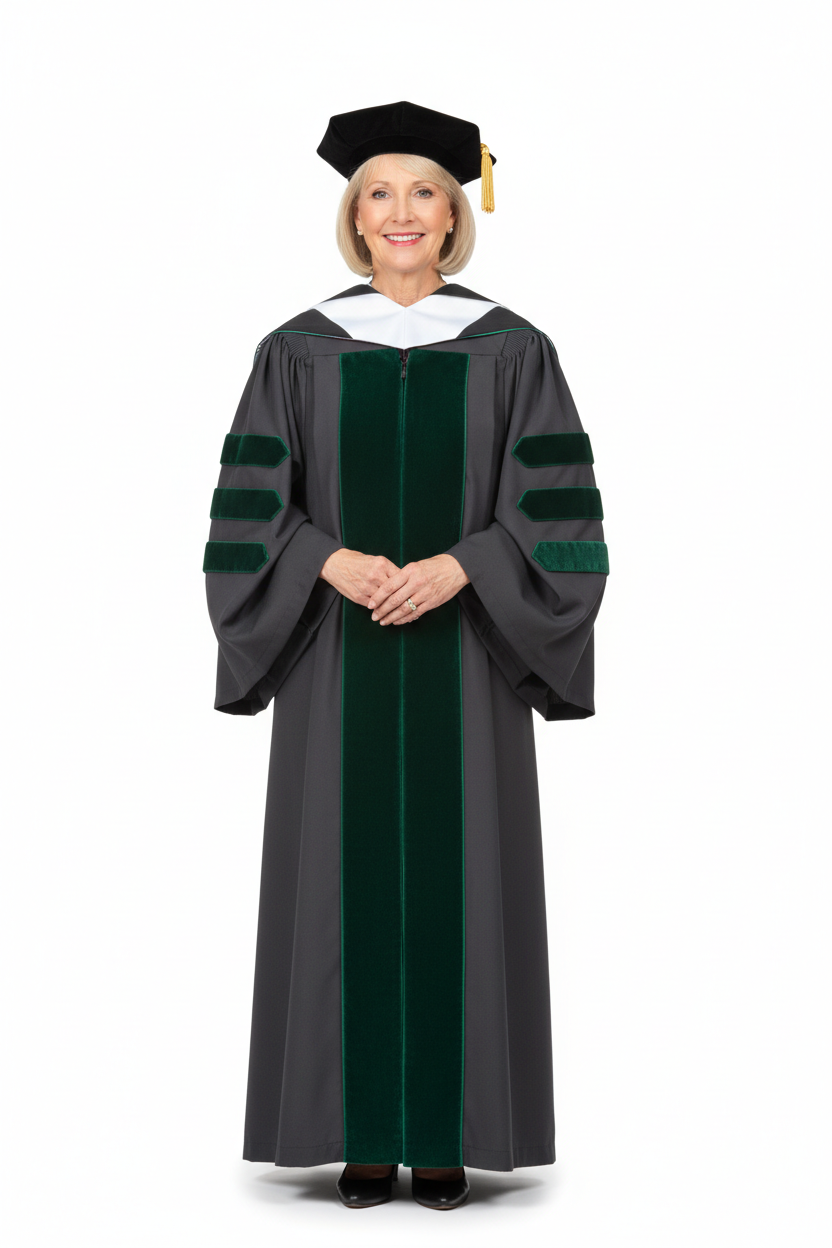 Custom Classic Doctoral Gown and Hood Package 模特展示图