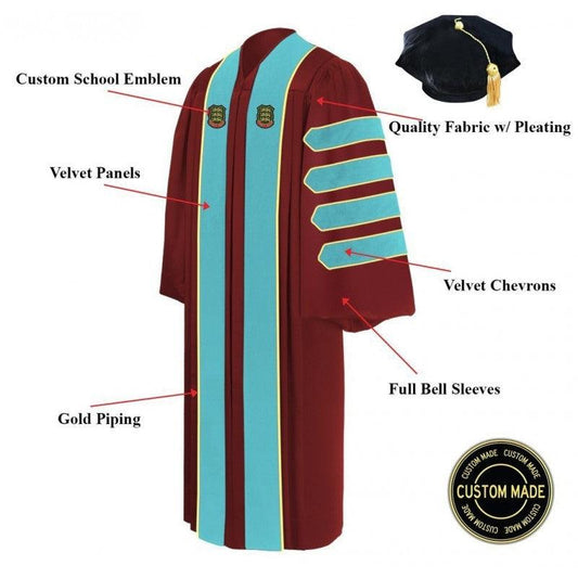 Custom Doctoral Graduation Gown And Tam Package Doctorate Regalia - Graduation Seller