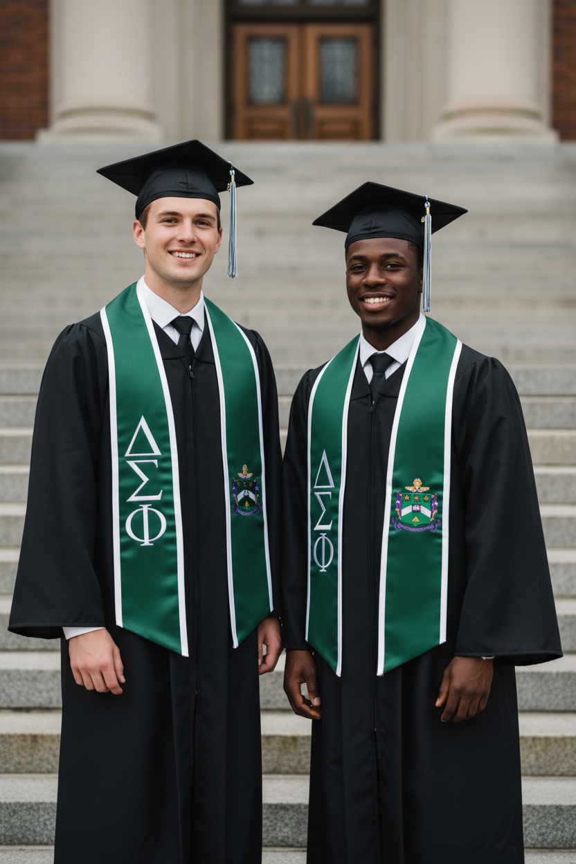Delta Sigma Phi Trimmed Stole with Crest