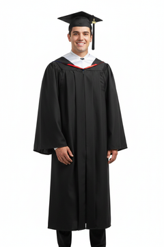 Deluxe Black Bachelors Graduation Cap, Gown & Hood Package-Custom Personalization