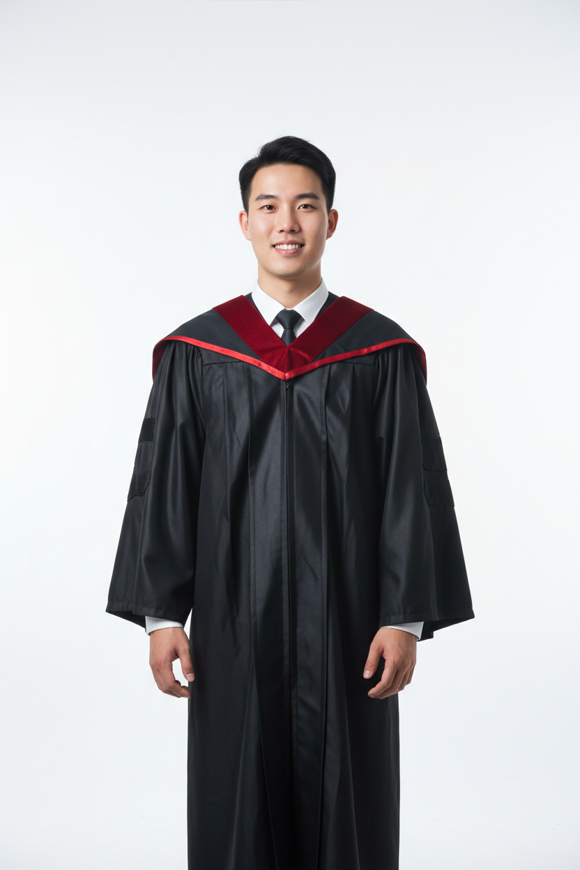 Deluxe Black Bachelors Gown & Hood Package
