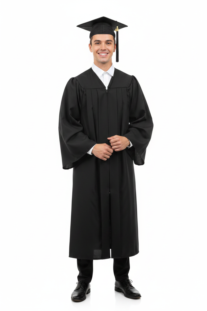 Deluxe Black Bachelors Graduation Cap and Gown