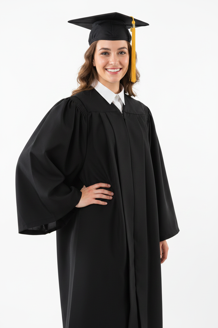 Deluxe Black Bachelors Graduation Gown