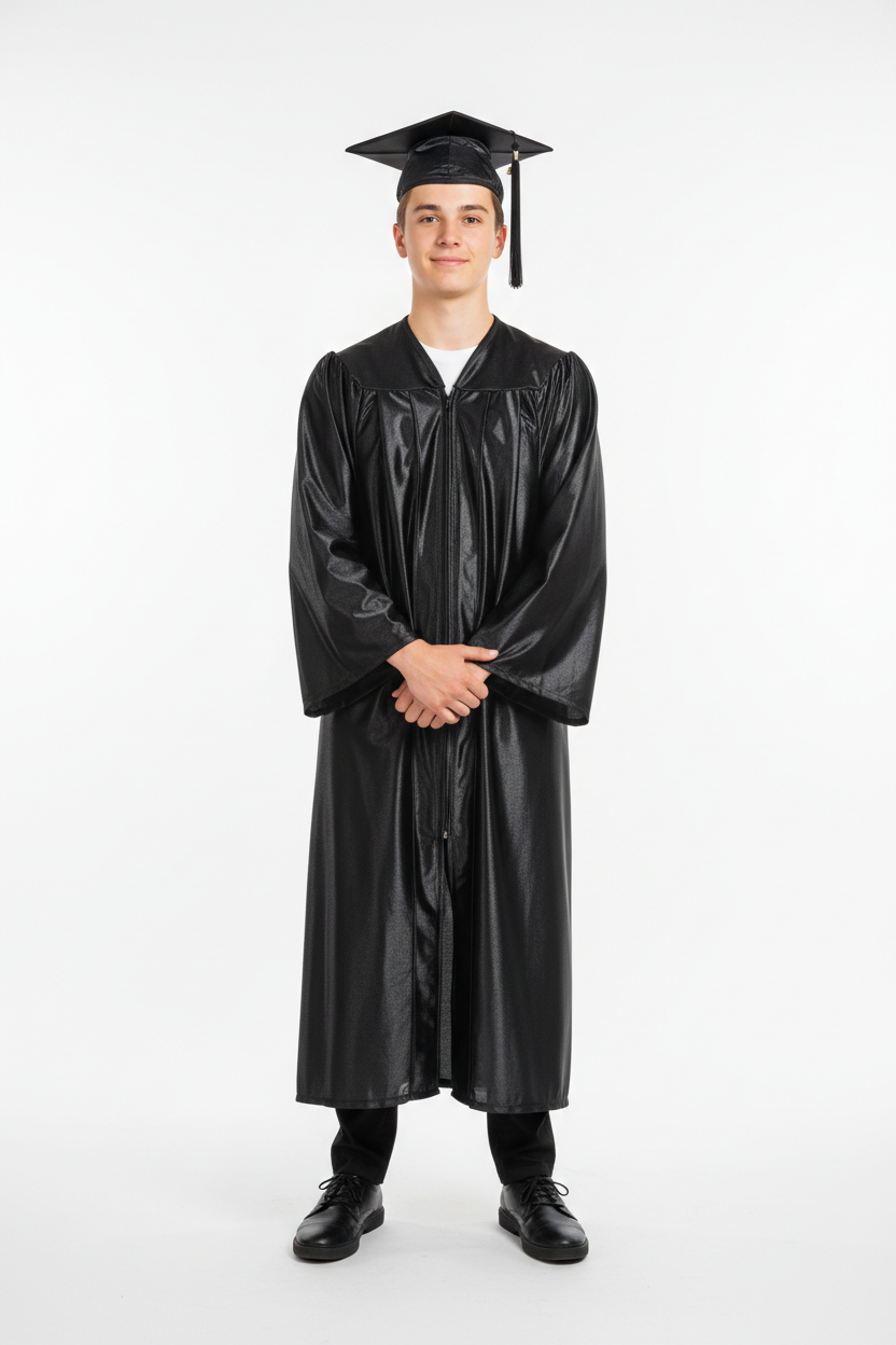 Deluxe Black Cap Gown No Hood