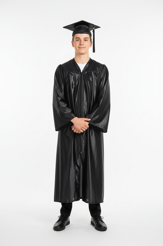 Deluxe Black Cap Gown No Hood