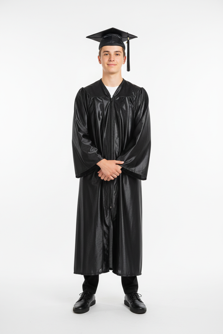 Deluxe Black Cap Gown No Hood