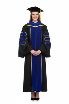 Deluxe PhD Doctoral Graduation Tam, Gown & Hood Package - PhD Blue