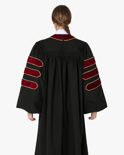 Deluxe Doctoral Academic Gown Only - Scarlet with Gold Piping - Graduation Seller