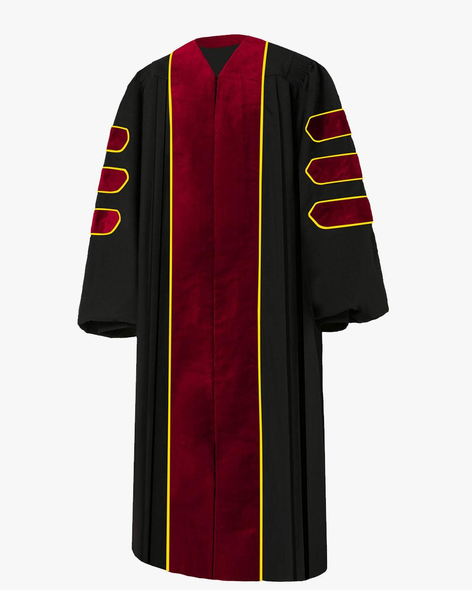 Deluxe Doctoral Academic Gown Only - Scarlet with Gold Piping - Graduation Seller