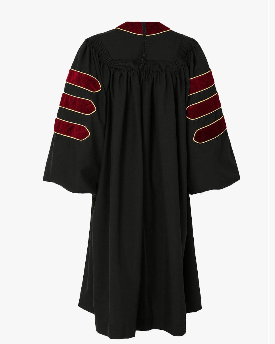Deluxe Doctoral Academic Gown Only - Scarlet with Gold Piping - Graduation Seller