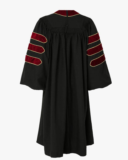 Deluxe Doctoral Academic Gown Only - Scarlet with Gold Piping - Graduation Seller