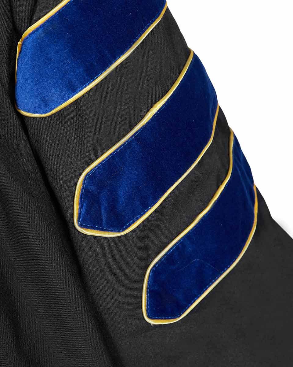 Deluxe Doctoral Academic Gown Only - PhD Blue with Gold Piping - Graduation Seller