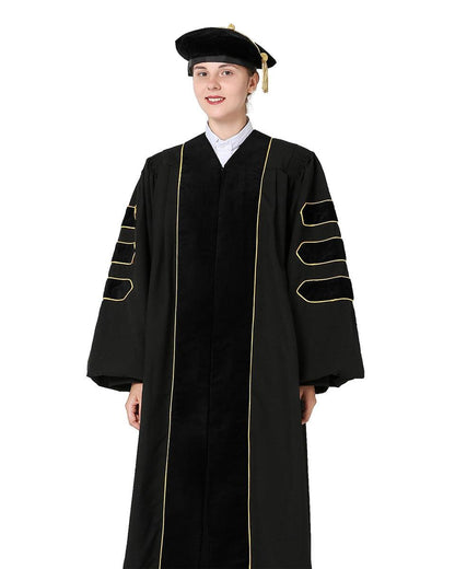 Deluxe Doctoral Tam, Gown & Hood Package - Black - Graduation Seller