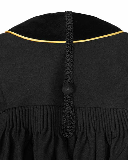 Deluxe Doctoral Gown Tam - Black Trim with Gold Piping - Graduation Seller