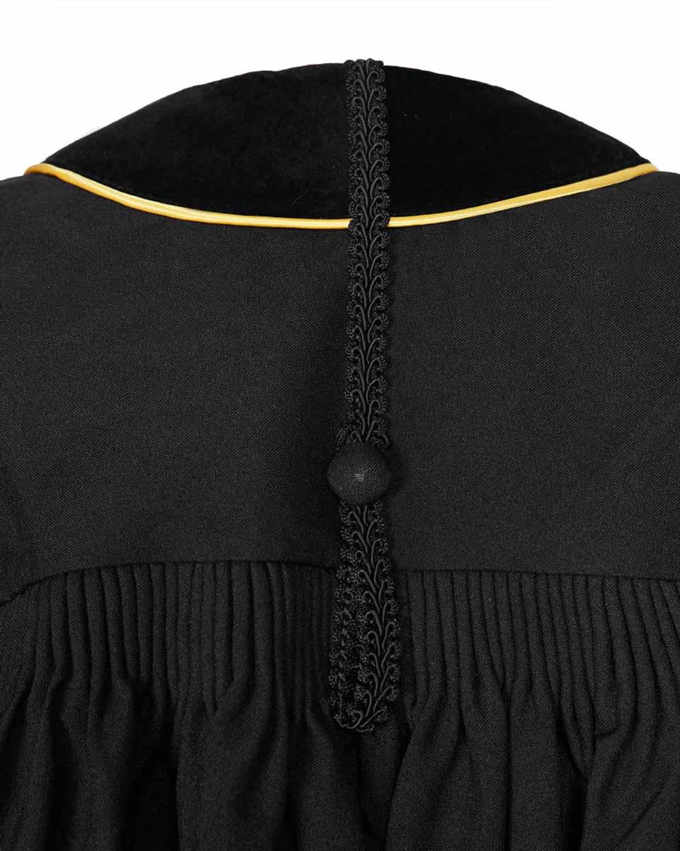 Deluxe Doctoral Academic Gown Only - Black with Gold Piping - Graduation Seller
