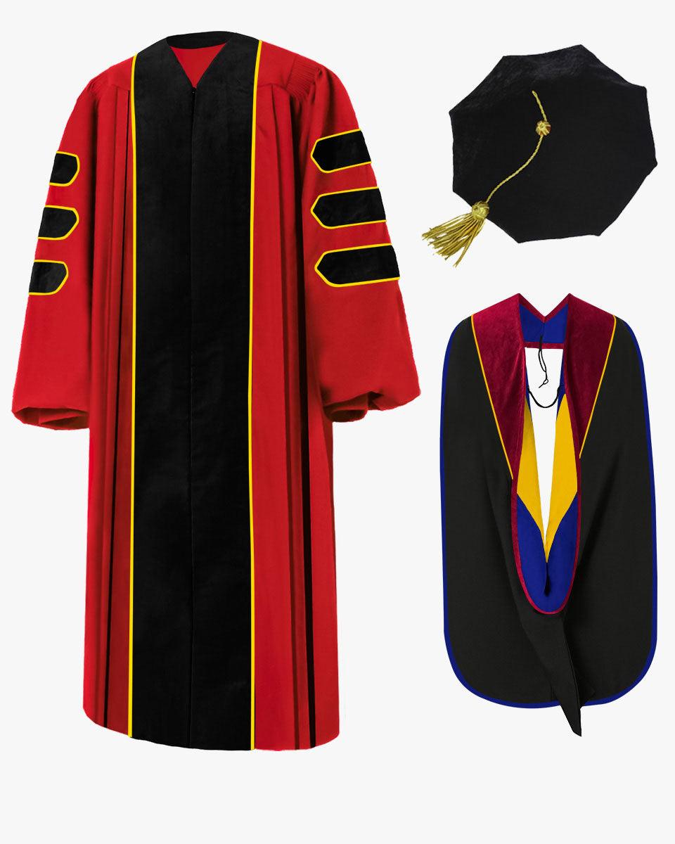 Custom Deluxe Doctoral Gown, Tam & Hood Package - Graduation Seller
